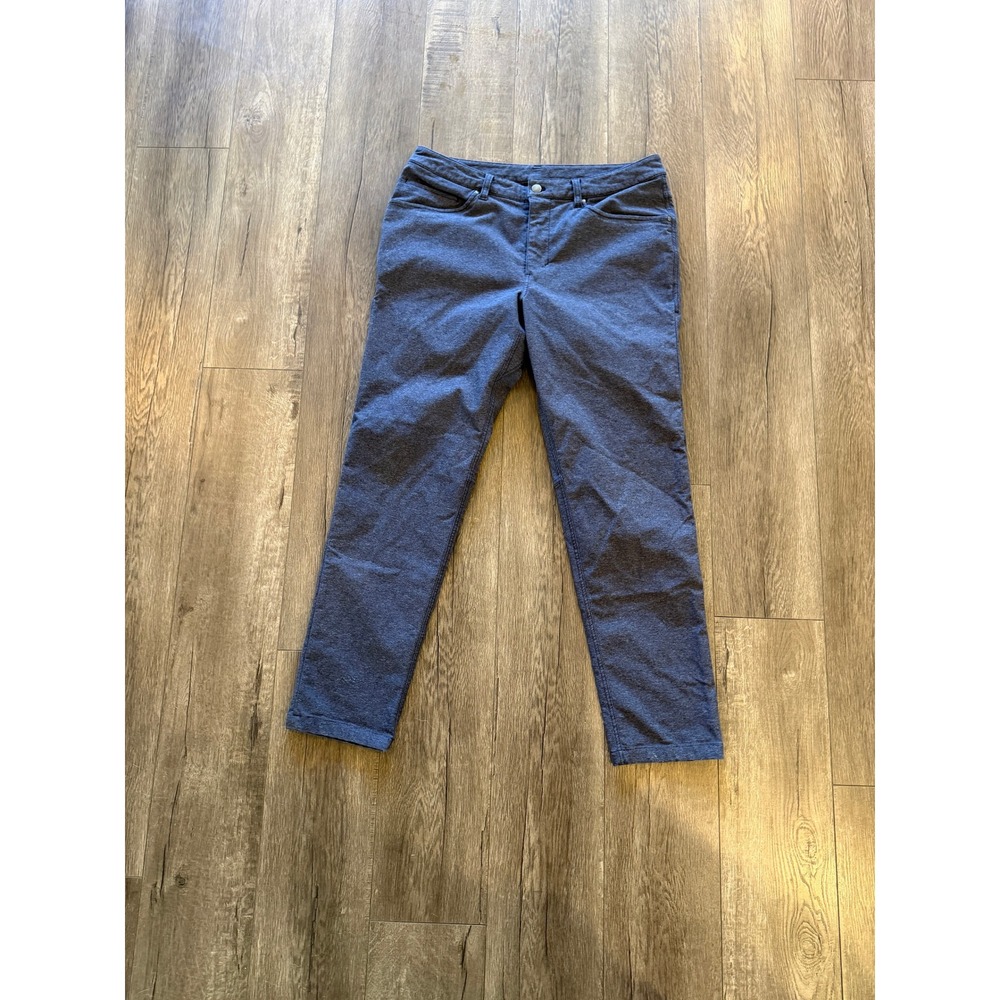 Lululemon ABC Pant Mens 34 Blue Heathered 5 Pocket Slim Straight Tech Pants